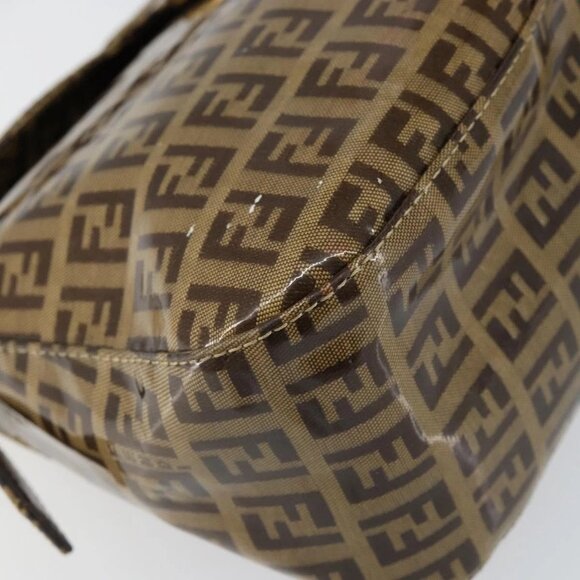 FENDI Zucchino Canvas Mamma Baguette Shoulder Bag Beige Gold Auth ep11341 - Picture 5 of 16